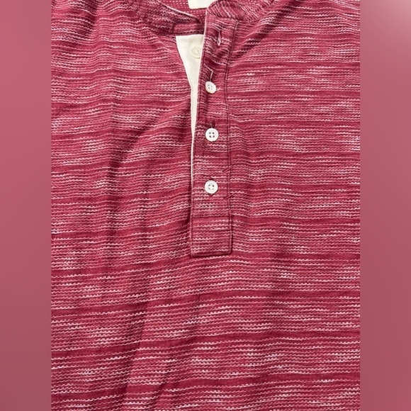 Billy Reid Medium Heather Red Mock Collar Henley Long Sleeve Button Shirt - Picture 8 of 12